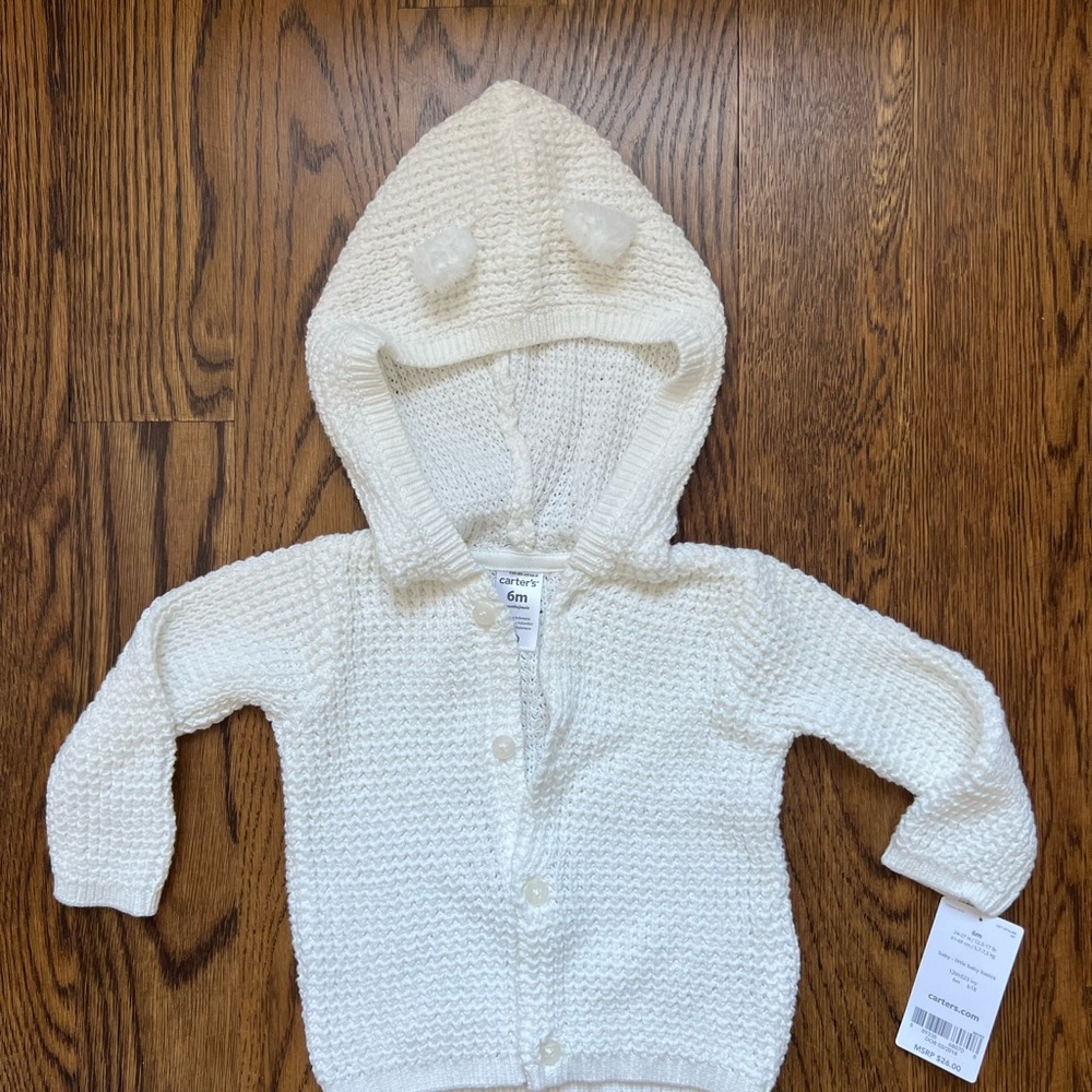 NWT Carter's Cream Knit Baby Hoodie